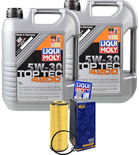 Filter Set Inspektionspaket 10 Liter Liqui Moly Motoröl Top Tec 4200 5W-30 SCT Germany Ölfilter