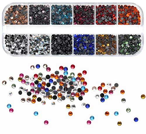 2160 Pcs Strass Cristal Strass Thermocollants Hotfix Strass Décoration pour Artisanat Vêtements Chaussures Sacs Nail DIY 12 Couleurs SS10