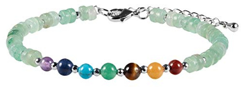 KYEYGWO 7 Chakren Stein Perlenarmband für Damen, Verstellbares Kristall Armband Flache Perlen Armbänder Yoga-Armband Edelstein Schmuck für Meditation Energietherapie