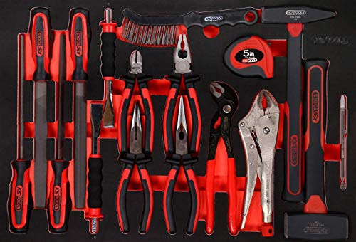KS Tools 811.0017 Zangen- / Hammer- / und Meißel-Satz in Schaumstoffeinlage, 17-tlg
