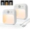 AmmToo Nachtlicht mit Bewegungsmelder - 2 Stück USB-C aufladbar LED Nachtlicht Dimmbares Helligkeit Einstellbare 3 Modi (AUTO/AUS/EIN), Warmweiß LED Nachtlampe für Kinderzimmer, Gang, Treppe, Küche