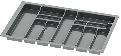 Sossai range-couverts Divio pour tiroirs de 80 cm de large, 73x49 cm – découpable, 12 compartiments, anthracite, insert de tiroir en plastique pour la cuisine