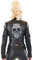 Zeralda Fashion Damen Biker Jacke Glitzer Totenkopf Kunstleder Leder Wet Look Skull S M L XL (XL, Schwarz)