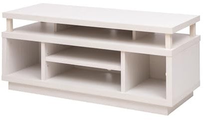 Iris Ohyama, Mueble de TV/TV Mueble/Mueble de TV con 5 estantes Abiertos/TV hasta 43, Madera Maciza, Orificios para Cables, Oficina, Sala - TV Cabinet Middle - OTS-100M - Roble Blanco
