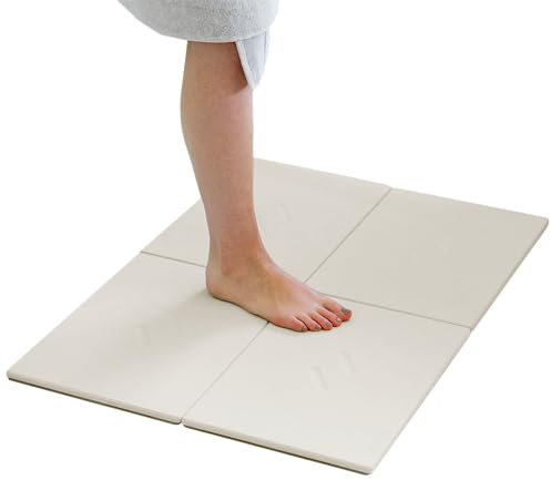 Dorai Home Stein-Badematte für Badezimmer, groß, schnell trocknend, rutschfeste Oberfläche, anpassbares Design, 56,6 cm (L) x 80,3 cm (B) x 1,5 cm (H), Sandstein