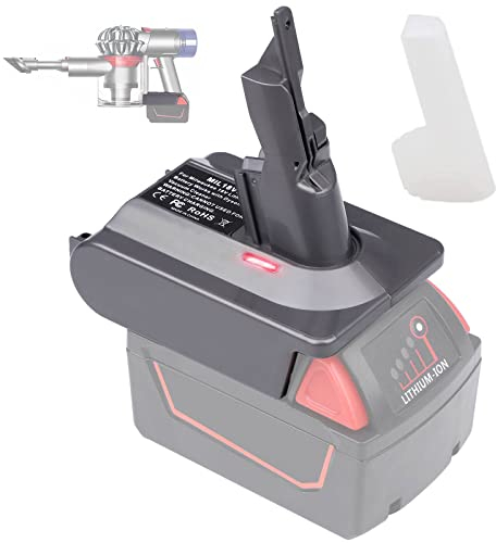 JJXNDO V7 Battery Adapter for Milwaukee M18 18V Li-ion Battery Convert to for Dyson V7 Battery, Work for Dyson V7 Series Vacuum Cleaner Animal Absolute Fluffy HEPA Cordless Stick, w/Dust-Proof Cover