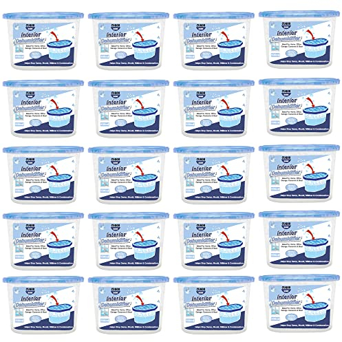 CUQOO Disposable Dehumidifier for Home 500ml, Pack of 20 Moisture Absorber Dehumidifiers for Damp, Mould, Kitchen, Wardrobe, Bedroom, Caravan, Office, Garage, Bathroom - Mini Condensation Absorbers