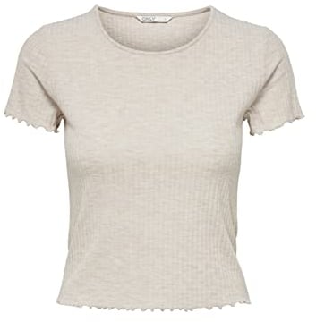 ONLY Damen Onlemma S/S Short Top Noos JRS, Pumice Stone/Detail:Melange, S