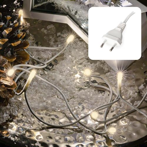 Hellum LED mini luces de hadas de interior, 20 mini luces LED, 285cm iluminado longitud, luz artificial con enchufe, cable blanco, árbol y luz artificial Navidad <59 lumen 579116