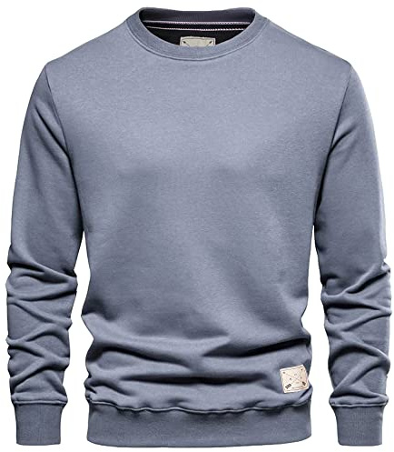 Blu Apparel Mens Jumper Premium Branded Crew Neck Cotton Sweater Pullover Sweatshirt Jumpers for Men UK Black Navy Charcoal S M L XL 2XL