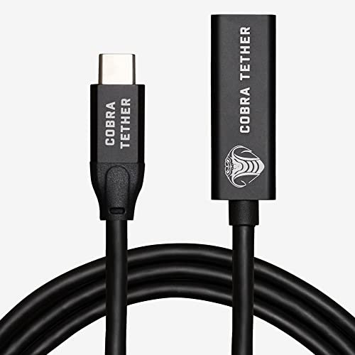 CobraTether Cable USB-C a USB-C Female, Extensión, 5m, Negro