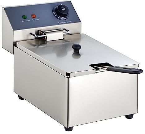 GastroHero Elektro Fritteuse 6L I Edelstahl-Fritteuse mit Thermostat und Überhitzungsschutz I Kompakte Gastro Fritteuse ideal für Restaurants und Gastronomie