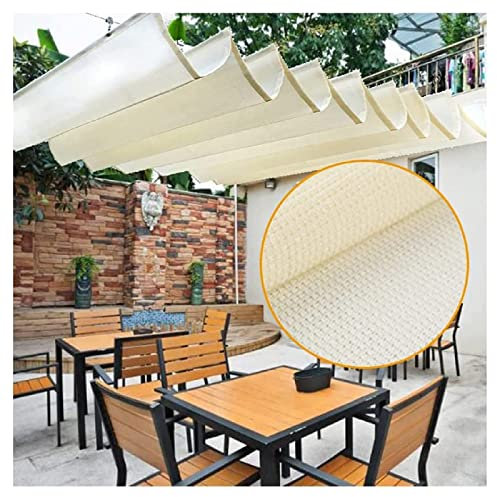 STRMAX Tenda parasole a vela, di ricambio per pergola, a forma di onda retrattile, in tessuto traspirante e permeabile, per esterni, giardino, pergola in legno (colore : bianco, dimensioni: 1 x 6 m)