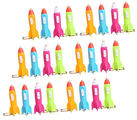 jojofuny 24pcs Rocket Head Keychain Decor Glowing Keychains for Backpack Hanging Adorn Modeling Key Pendant Party Favor