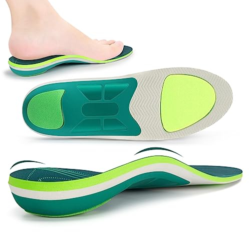 iFitna Starke Fußgewölbeunterstützung,Sport,Arbeitskomfort,zuschneidbare Einlegesohlen für Stoßdämpfung,Einsätze für Laufschuhe,Arbeitsstiefel,Turnschuhe,Unisex(Größe:EU44-45,Länge:29cm,Grün)