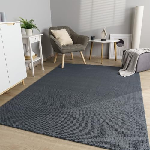 TT Home Wohnzimmer Teppich Esszimmer Kurzflor Boho Design Skandi Flauschig Unifarben, Farbe:Anthrazit, Größe:200x280 cm