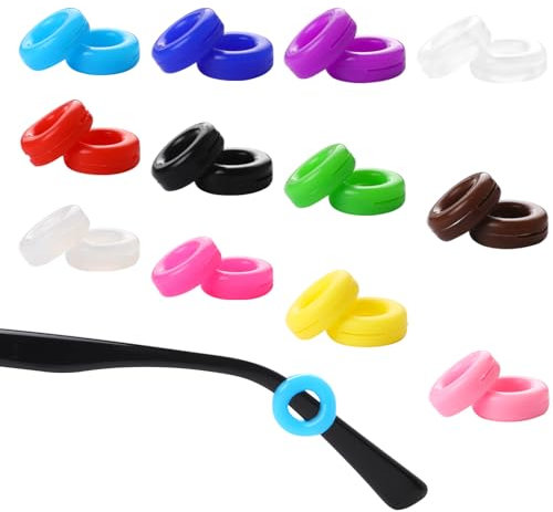 24Pcs Eyeglasses Retainers Silicone Eyeglasses Temple Grips Retainer, Anti-Slip Temple Tips Sunglasses Ear Pad, Glasses Ear Cushion Temple Tips for Eyeglasses, Colorful Temple Tips for Eyeglasses