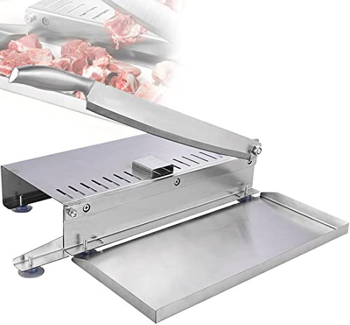 Manueller Rippenfleischschneider, Heimgewerbliche Lebensmittelschneidemaschine, Edelstahl-Knochenfleischschneider, für Rind, Ziege, Schwein, Fisch, Metzgerei, gewerbliche Küche,L (S)