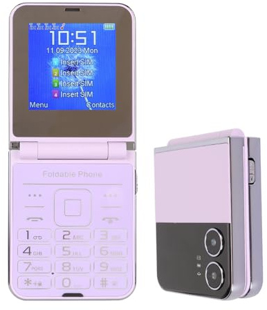 Déverrouillé Flip Senior Téléphone Portable avec Double écran, de Grands Boutons 2G Flip Téléphone pour Les Personnes âgées, Une clé Rapide Dia, Clair Son Fort, intégré LED Lampe