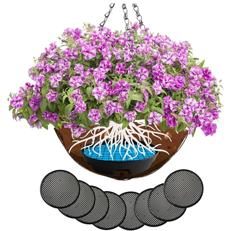 Kindo Gindo 8 Pack 6.7” 3-in-1 Plant Saucers Trays for Indoor Outdoor Flower Planter Pot Heavy Duty Plastic Water Drip Catcher PanSelf Watering Planter Insert Devices for Hanging Basket