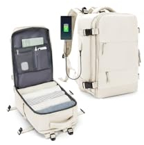 SZLX for Ryanair Cabin Bags 40x20x25 Underseat Carry-ons Bag,Easyjet Cabin Bag Travel Backpack Cabin Size Hand Luggage Bag with Water Bottle Holder Travel Ruscksack Fit 14 Inch Laptop Beige