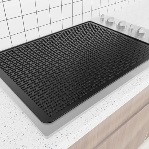 Herdabdeckplatte, Einteilig KüChe Herdabdeckungen, Silikon Ceranfeld Abdeckplatte, Wasserdicht Rutschfest Herdabdeckung Ceranfeld, Faltbare Lagerung Ceranfeldabdeckung - 50×70cm Schwarz (Schwarz)