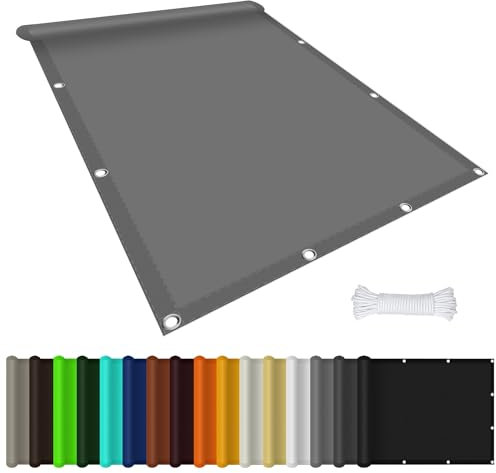 Tenda a Vela Rettangolo 70 x 180 cm Vela Ombreggiante Parasole, Impermeabile Rettangolare con Occhielli, Pes Protezione UV 98%, per Giardino Terrazzo e Campeggio, Grigio Chiaro