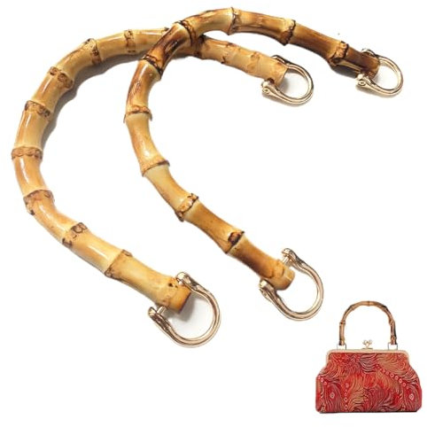 NTRUXZP Manici per Borse in Bambù imitazione,2 Pezzi Manici Bambù imitazione per Borse Uncinetto Artigianale, Oro Chiaro Manici di Ricambio Perfetto per Artigianale Fai da Te Maniglie Borsa Tote