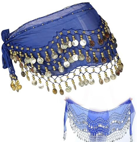 Weihnachten Damen Bauchtanz Gürtel, Tanztuch mit Münzen für Bauchtanz, Bauchtanz Kostüm Hüfttuch, Bauchtanz Münzgürtel Tanztuch Bauchtanz Kostüm, Gilt für Weihnachten, Blau