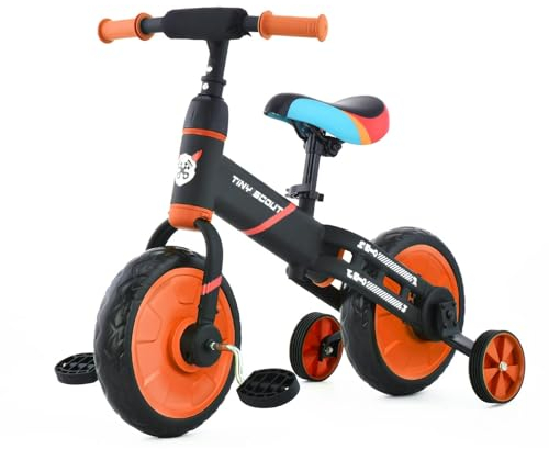 ZavoFly 4 in 1 Laufräder, Laufrad für Kinder, Kinderdreirad Multi Dreirad für Kinder ab 3 Jahre bis 5 Jahren (OrangeA)