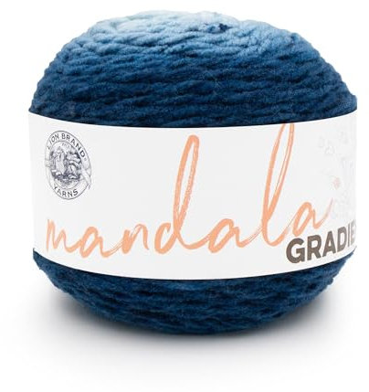 Lion Brand Yarn Mandala-Farbverlauf, mehrfarbiges Garn zum Stricken, Häkeln und Basteln, Stahlblau, 1 Packung