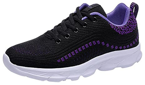 TDEOK Scarpe Ultra Uomo Moda Uomini Mesh Alpinismo Casual Scarpe Sportive Stringate Tinta Unita Corsa Scarpe Da Ginnastica Traspirante con Fondo Morbido Uomo Sneakers A Quad, Z1 A viola, 37 EU