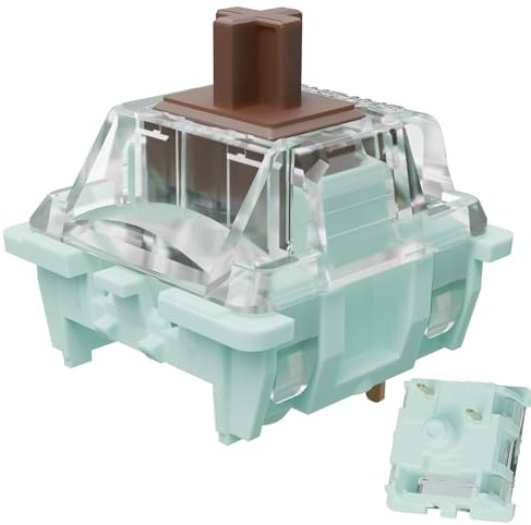 GUYEKS Gateron Jade Series Pre-Lubed Tactile Brown Keyboard Switch,3 pin 55 gf Double Spring Switches for MX Gaming Mechanical Keyboard (Jade Brown, 10 pezzi)