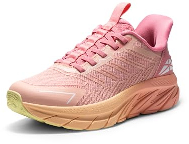 ALLSWIFIT Scarpe da ginnastica da donna slip on scarpe da corsa comode da tennis traspiranti antiscivolo atletica palestra allenamento cross training sneakers, Rosa/arancione., 38 EU