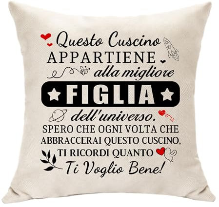 Hasodeo Beste Tochter Kissenbezug 45X45CM Tochter Geschenke von Papa Mama Dieses Kissen gehört zur besten Tochter des Universums Geburtstagsgeschenkidee Hochzeit Dekoration (Tochter)