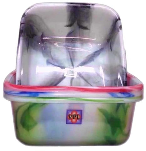 Pemienterprize Ltd (Set of 2) Tiedye Rectangle Plastic Mixing Bowl Washing Up Bowl Basin Tub Fruit Vegetable Salad Serving Catering Bowl Nesting Bowl Meal Preparing Food Storage Kitchen Bowl 11 Litre