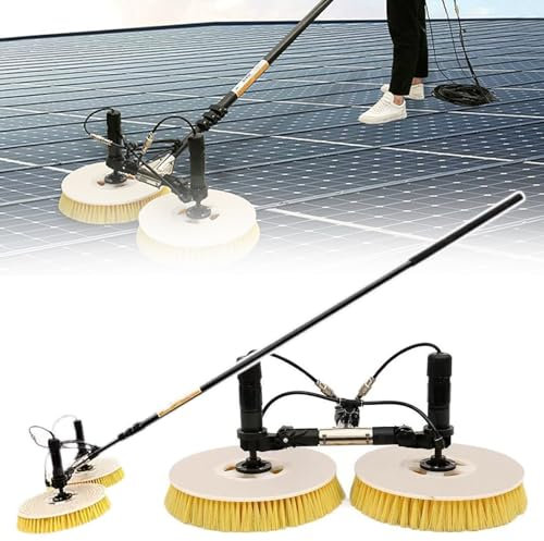 Brosse Rotative De Nettoyage De Panneau Solaire,Tige TéLescopique De Brosses De Nettoyage De Panneau Solaire De 3,5 à 7.5 M,Kit De Poteau Alimenté En Eau, Outil De Nettoyage De Panneau Solar,3.5m