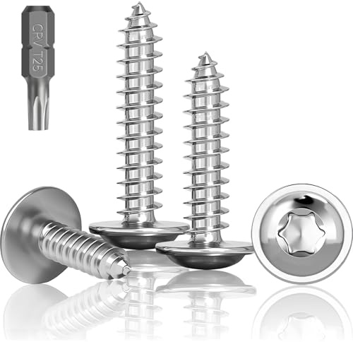 Jyvex 100 viti autofilettanti in acciaio inox M5 x 30mm, viti autofilettanti con disco, viti A2 V2A, filettatura completa, viti per legno, viti a testa piatta con punta T25