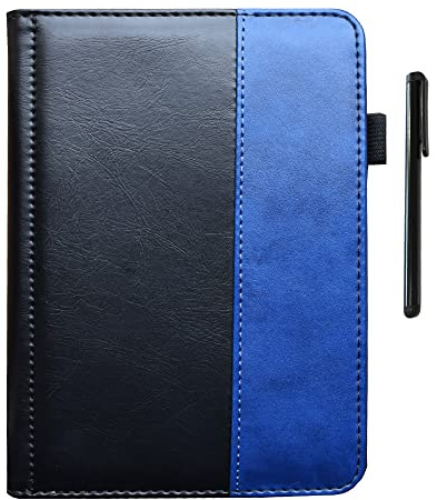 Spot è adatto per Kindle Touch D01200 custodia protettiva in pelle, Amazon e-book custodia in pelle modello di cucitura (nero/blu)
