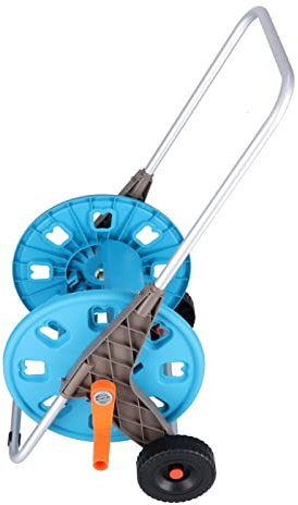 Portable Hand Push Garden Hose Reel Cart for 80m Hose Retractable Water Pipe Storage Cart G1/2 Size