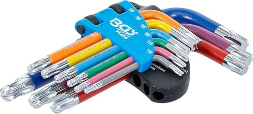 BGS 74466 | Jeu de clés allen | multicolore | courtes | Profil T (pour Torx) avec tête sphérique T10 - T50 | 9 pièces