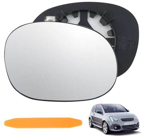 Spiegelglas Ersatz für Citroen C2 C3 Pluriel XSARA Picasso | Außenspiegelglas für Peugeot 206 1007 Rechts Beheizbar Asphärisch Beifahrerseite