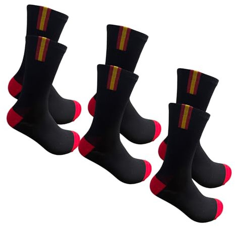 3 PARES DE CALCETINES DE DEPORTE NEGROS CON BANDERA DE ESPAÑA- CALCETIN ALGODON DEPORTE NEGRO- CALCETINES PARA TENIS, PADEL, CICILISMO, FUTBOL... (FR/ES, Números, 40, 46, Regular, Regular, NEGRO)