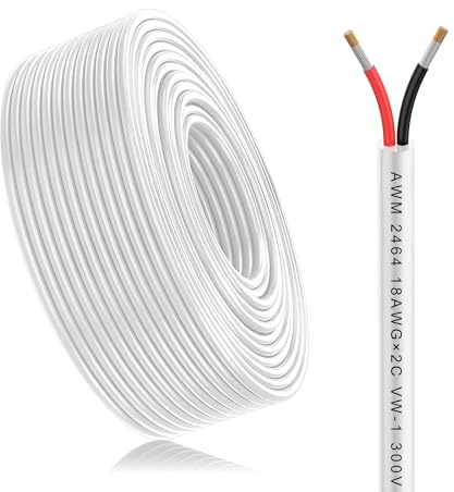 Matugajp Elektrisches Kabel 2×0,75mm² 18AWG 2-adrig kabel 10 Meter | Verlängerungskabel 5V/12V/24V/300V Flexibel verzinntes Kupferkabel für LED Lampen, Automobil, Freien, Außenlautsprecher