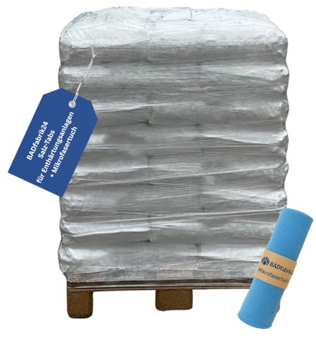 BADfabrik24 Salz-Tabs 25 kg für Enthärtungsanlagen + Mikrofasertuch – Regeneriersalz in Tablettenform, hochrein, gleichmäßige Auflösung für Ionenaustauscher, ideal für Haushalt & Gewerbe