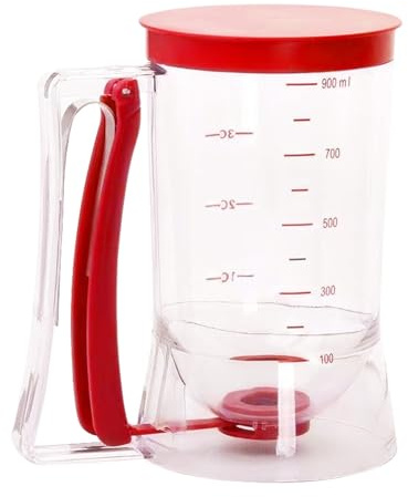 Pfannkuchenteigspender - 900 ml Easy-Pour Messbecher, Waffel, Muffin & Kuchenmacher, Silikongriff | Küchen-Backwerkzeug, tropffreies Design, spülmaschinenfest, perfekt für Pfannkuchen, Crêpes