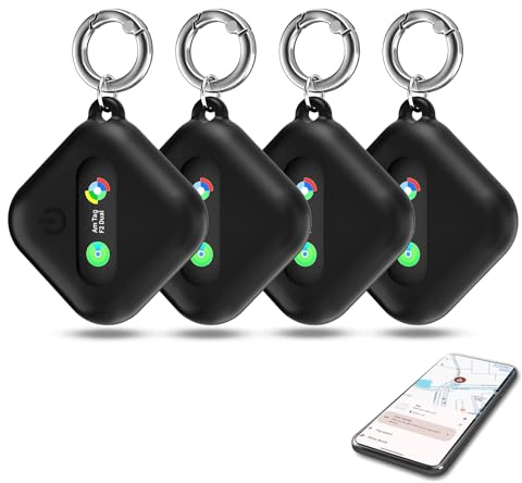 Smart Tag Tracker 4er Pack, Dual-System Schlüsselfinder kompatibel mit Apple „Wo ist?“ & Android „Gerät Finden“, IP67 Wasserdicht, Wechselbare Batterie, für Schlüssel, Geldbörse, Koffer, Gepäck