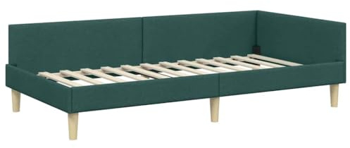vidaXL Corner Bed Frame Other with Headboard Dark green 80 x 200 cm, Contemporary Corner Bed Frame, Adjustable Headboard, Durable Polyester Material, Space Saving Stylish Bedding Solution