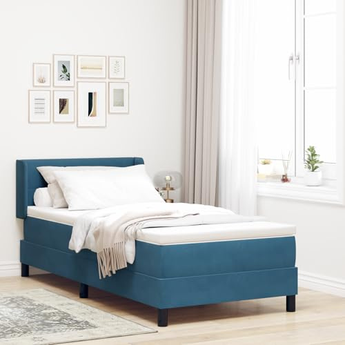 Holamys Boxspringbett mit Matratze, 100x200 cm, Dunkelblau, Samt, luxuriöses Schlafzimmer-Möbel für eine Person