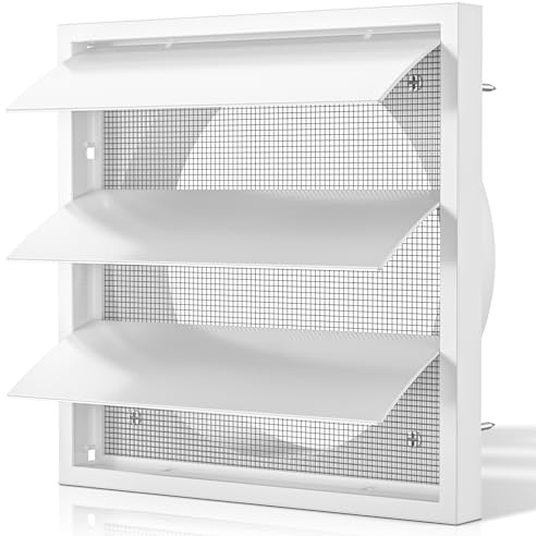 HG Power Lüftungsgitter Rechteckig 100mm ABS Lamellen Flansch für HVAC | Verschließbar Lüftungsschlitze mit Insektenschutzgitter 4 Schrauben für Dunstabzug Trockner Küche Badezimmer Weiß